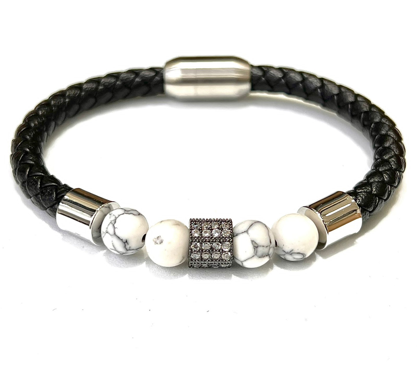 Pulsera de Piel con Piedra Howlita