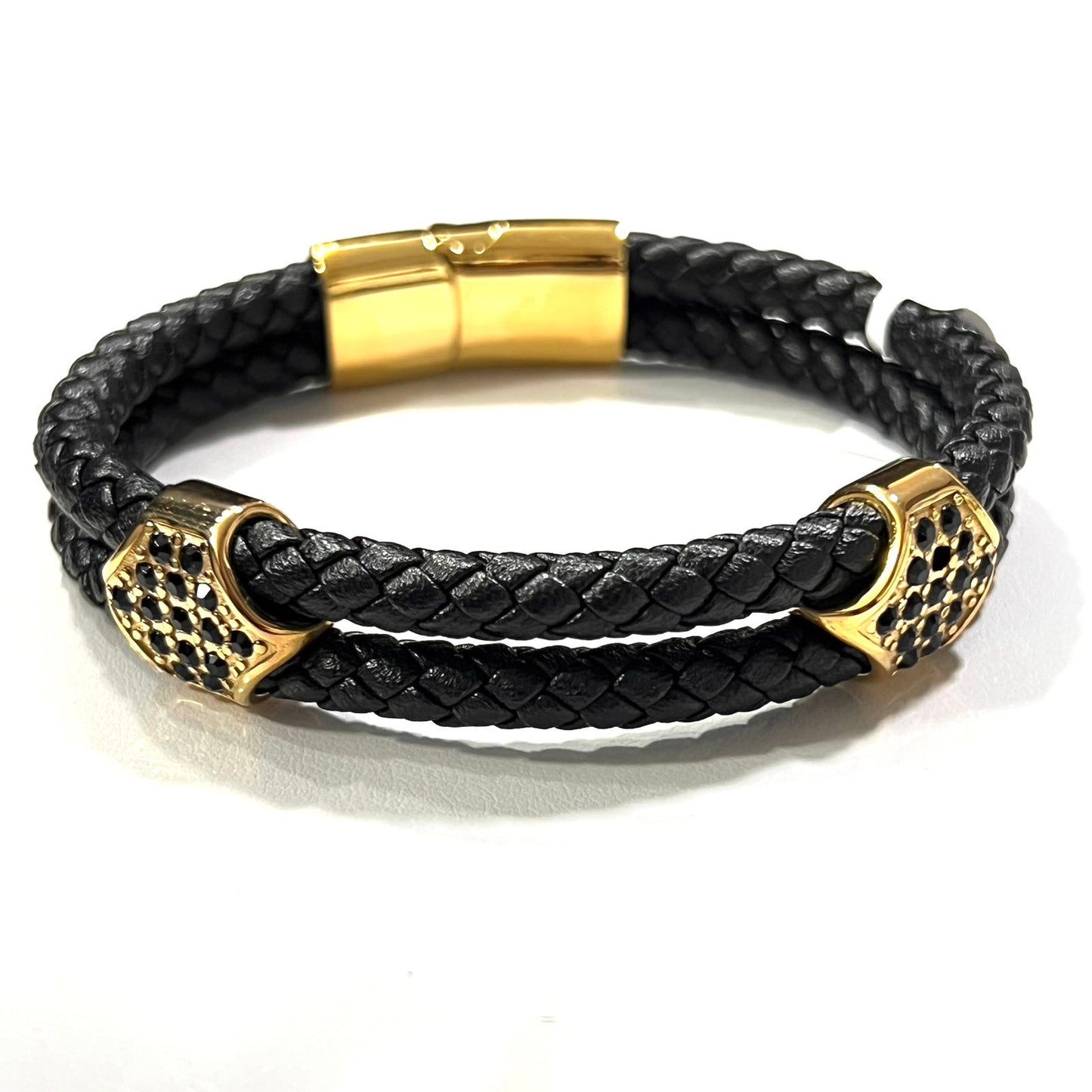 Pulsera doble rombo con zirconias