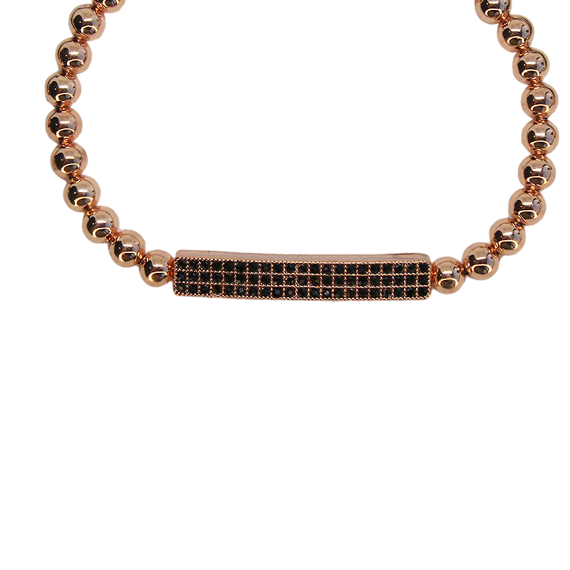 Pulsera Barra Chica de Rodio con Zirconia Rosa