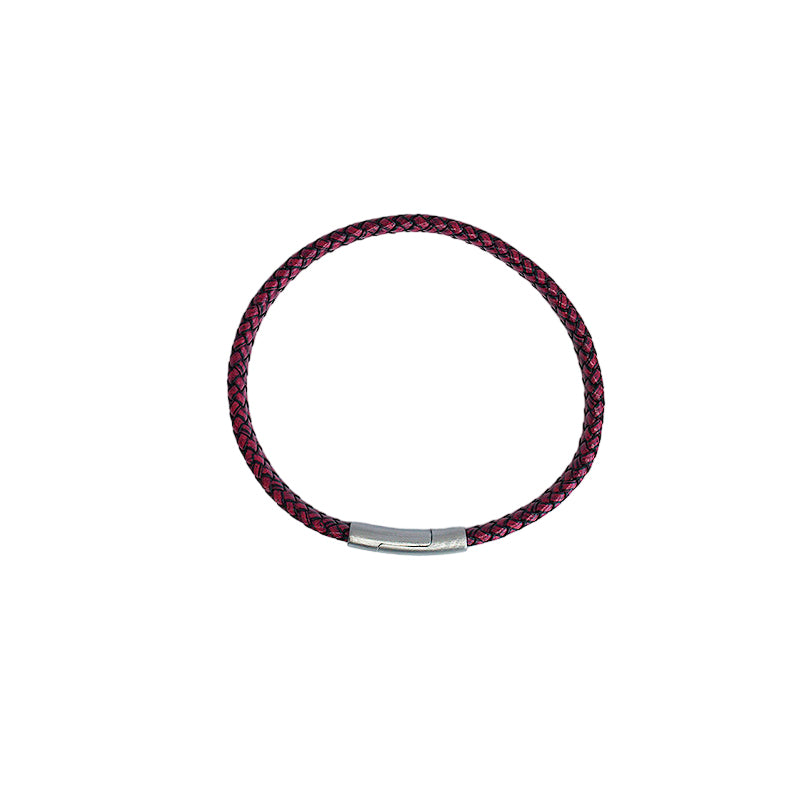 Pulsera de Piel con Acero Inoxidable Tinto