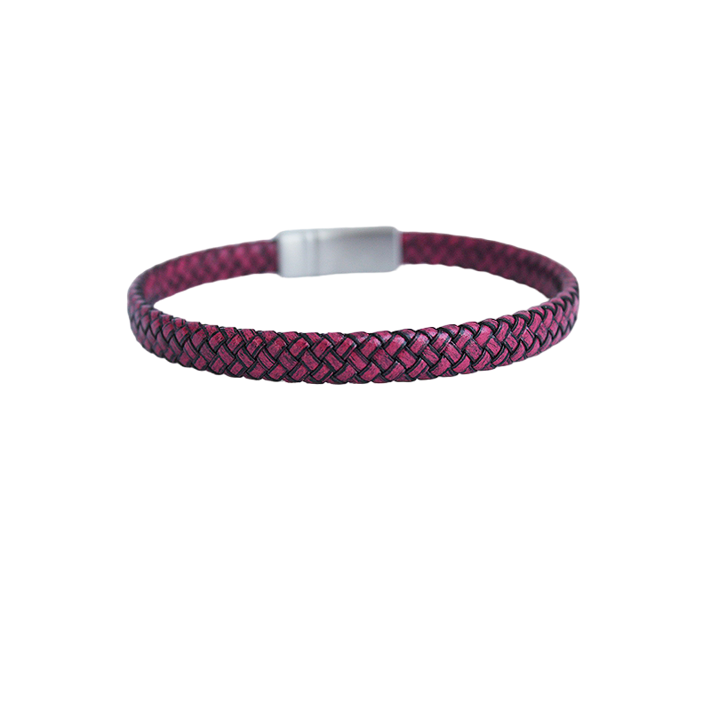 Pulsera de Piel con Acero Inoxidable Tinto