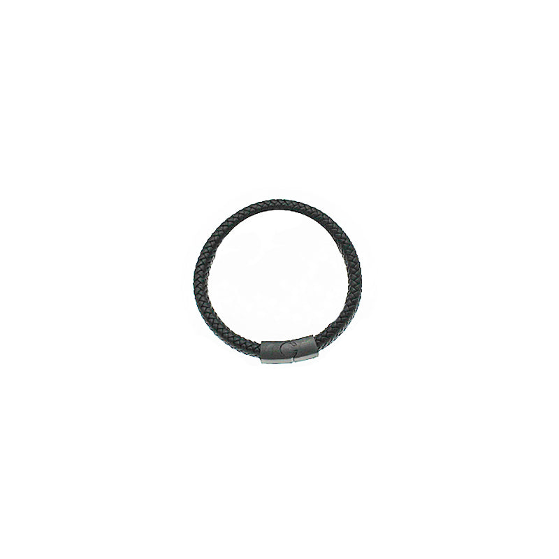 Pulsera de Piel con Acero Inoxidable Sencilla Negra