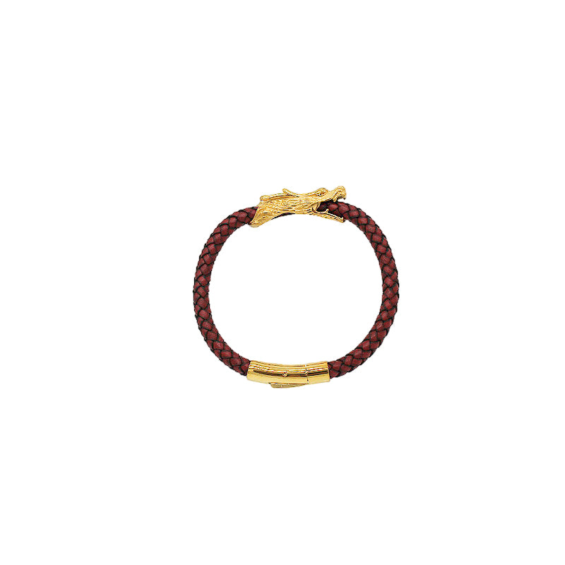 Pulsera de Dragón Acero Inoxidable con Piel