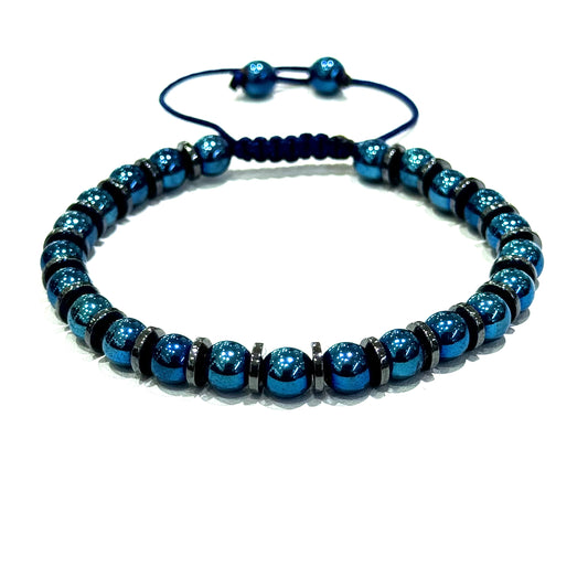 Pulsera de Piedra Natural Hematita Azul