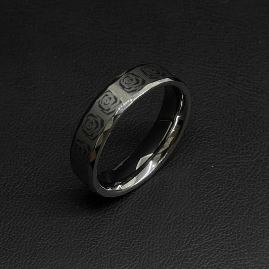 Anillo de Tungsteno con Rosas