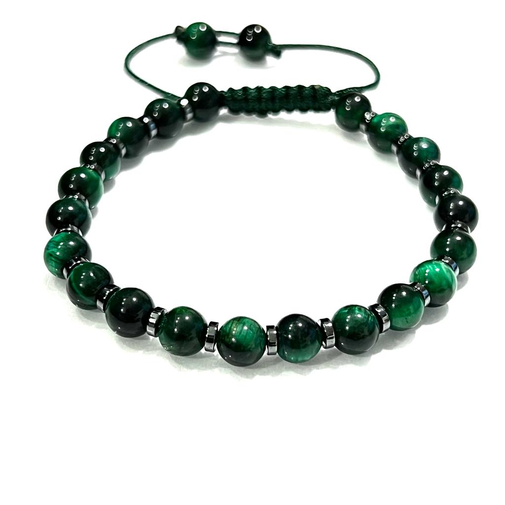 Pulsera de Ojo de Tigre Verde