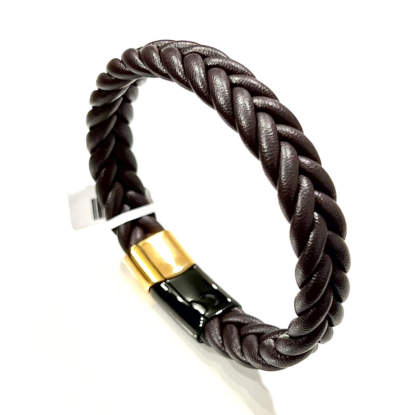 Pulsera de piel Cafe Trenzado Doble
