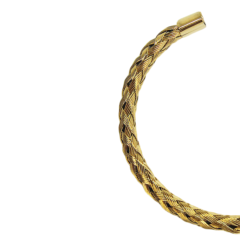 Brazalete Trenzado Ajustable en Acero Inoxidable Dorado