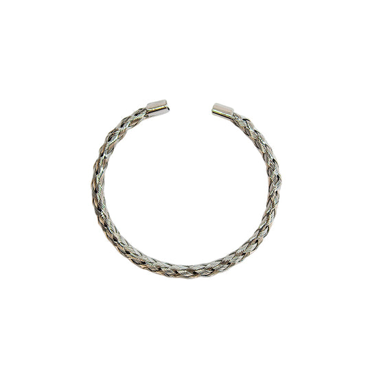 Brazalete Trenzado Acero Inixidable Plata